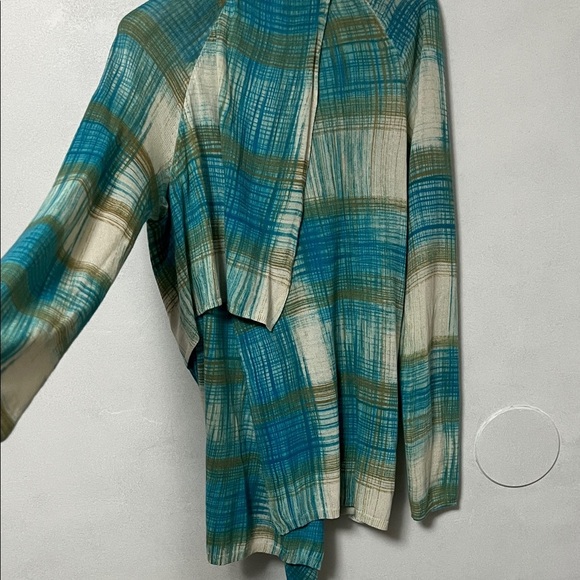 Sparrow Teal and Cream Tie-Front Cardigan - Picture 6 of 7